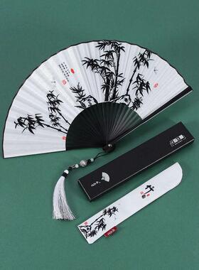 3ZBY批发扇子折扇风男士古风黑色小扇儿童随身便携折叠扇夏季女式