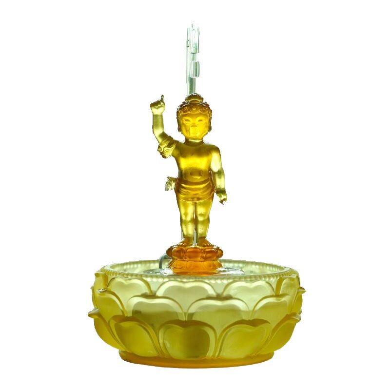 琉璃浴佛太子佛像工具套装九龙吐水莲花盆浴佛节用品流水摆件家用