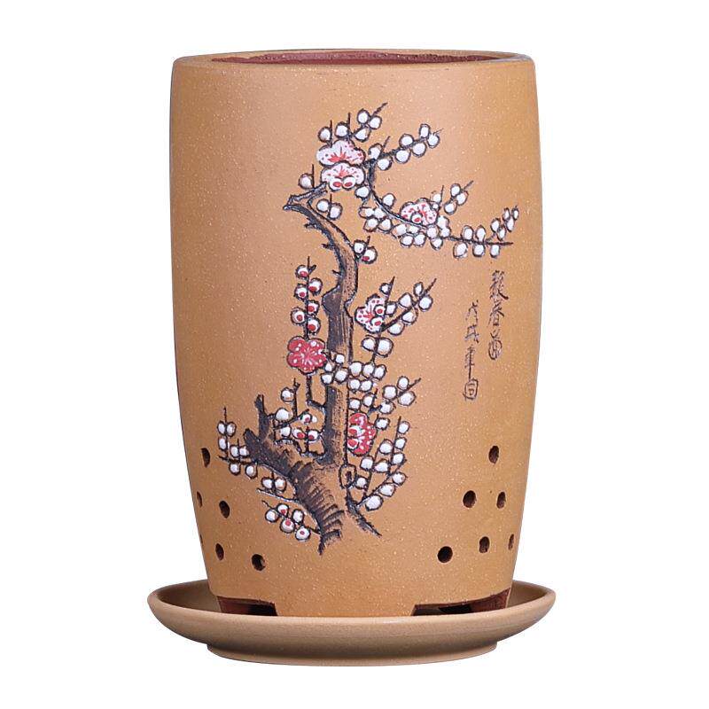 紫砂SCS花盆肉精品创意陶盘瓷托兰花盆多绿萝盆景室内栽盆特价手