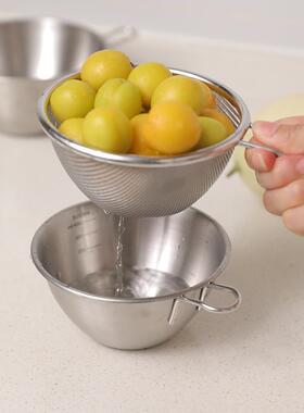 尤水本理家居不锈钢料碗带把手带刻度烘焙具打工蛋洗水果WUX迷你