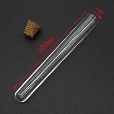 10Pcs 12x100mm Transparent Laboratory Plastic Test Tubes Wit