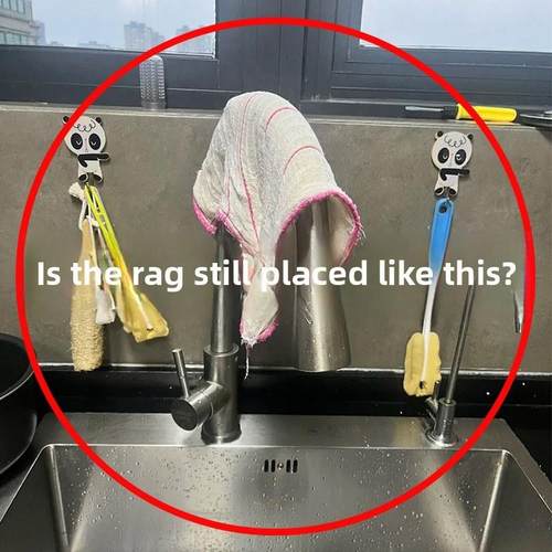 怎么放这块抹布？吸盘旋转抹布架厨房免打孔多极壁挂式存储管道清