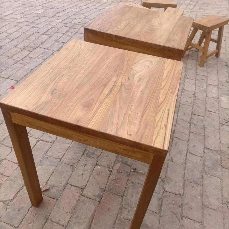 漫咖啡奶茶店厅甜品店西餐厅loft实木老榆木桌椅复古餐厅家具饭桌