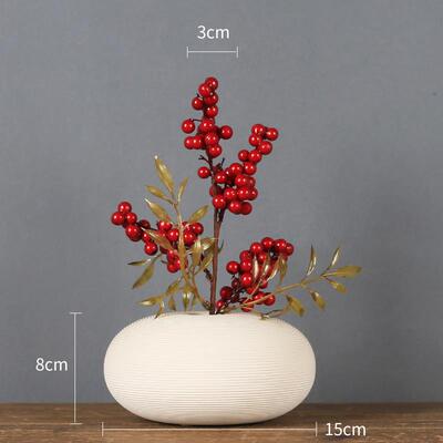 高档欧式红装果陶瓷花瓶套摆件家花居装饰梅品现代简约客厅彷真玉