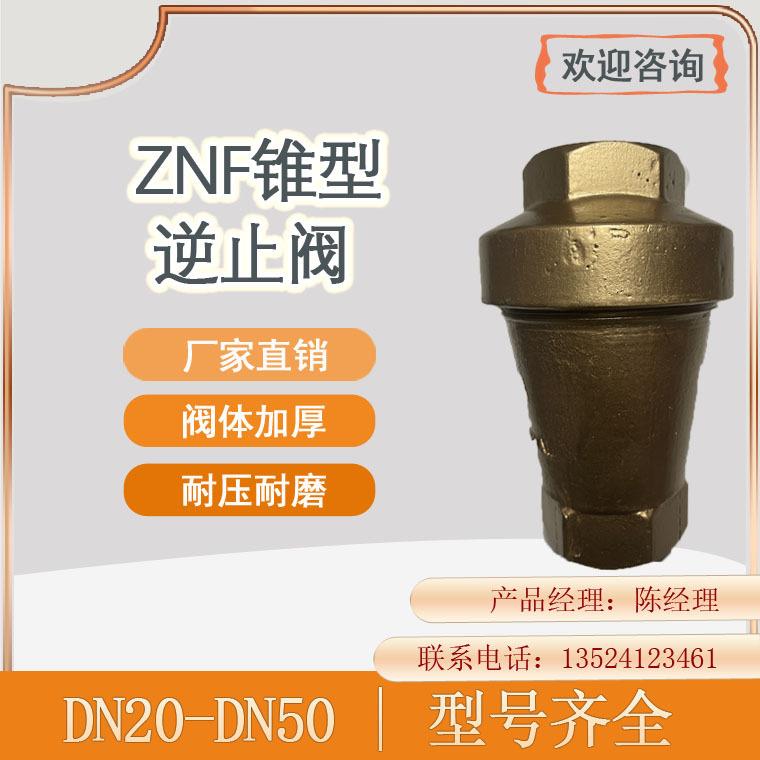 螺纹ZNF锥型逆止阀不锈钢ZNF锥形止回阀输灰ZNF单向阀DN20-DN50