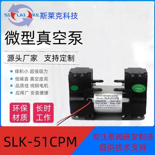 微型真空泵-51CPM隔膜直流双头泵220V增压静音电动气泵抽气泵