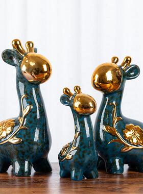 热卖新款 陶瓷工艺品 创意手绘浮雕家居摆件套装小鹿工艺品rs01陶