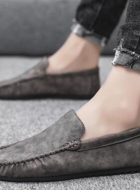 高档夏季豆205新款男鞋英伦运动休闲2豆皮鞋男士一脚蹬懒人百搭潮