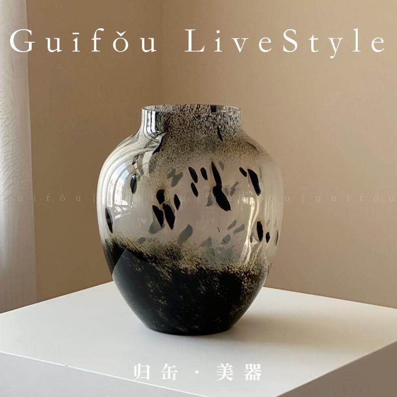 归缶原创首发瑞雪丹青新款花瓶设计感小众轻奢高级感玻璃琉璃花器