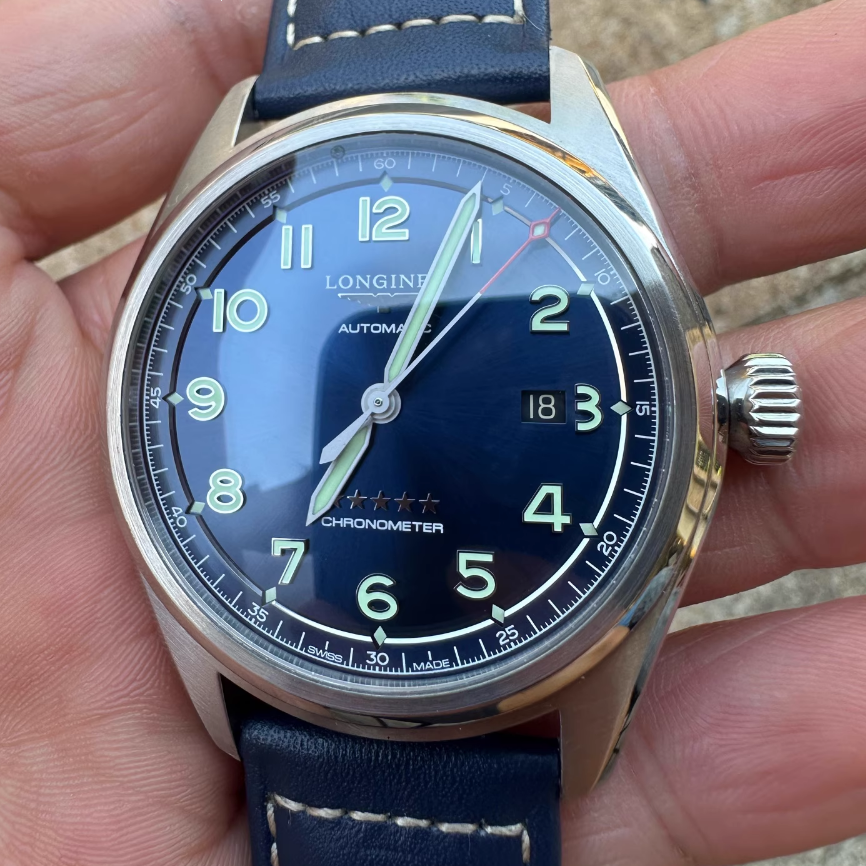 盒证[9.8新]浪琴先行者系列精钢自动机械表42MM男表L3.811.4.93.0