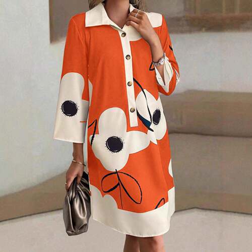 Women's Green Geometric Print Three-Quarter Sleeve Buttoned