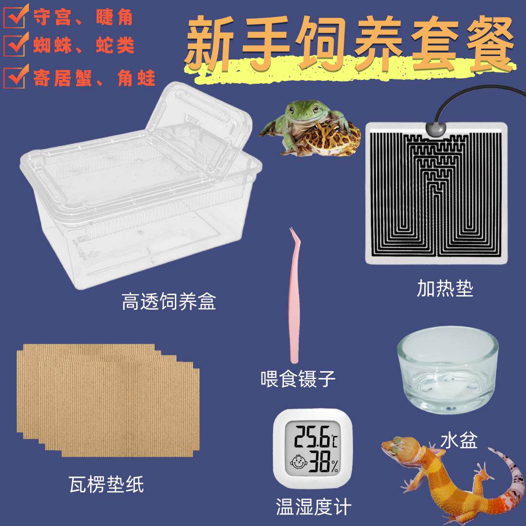 豹纹守宫饲养套餐爬宠加温饲养盒箱懒人新手蜥蜴蛇蜘蛛爬虫加热垫