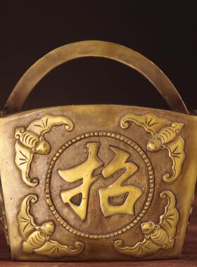 杨铜记 金银满斗金属工艺品家居铜摆件 铜仿古日进斗金 铜斗