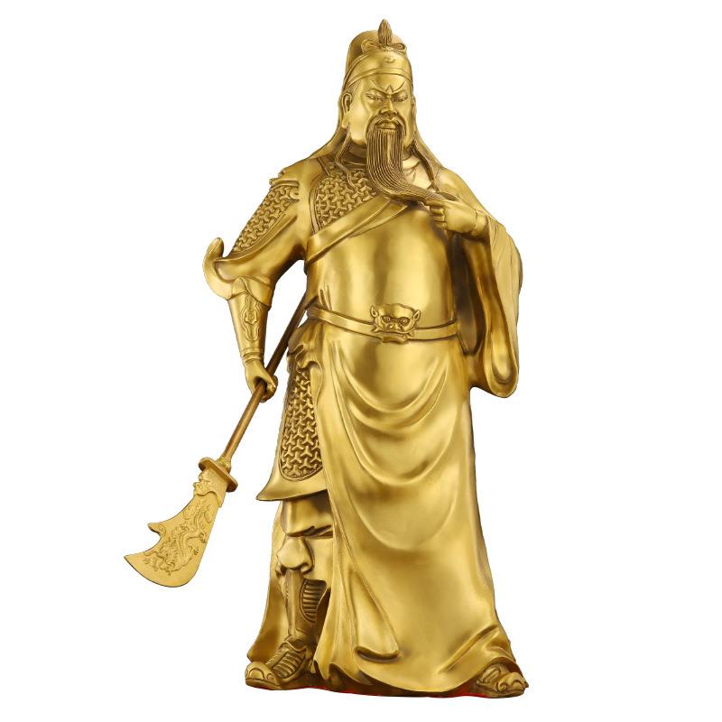 黄铜关公摆件武财神家居工艺品黄铜关公供奉财神爷铜像厂家