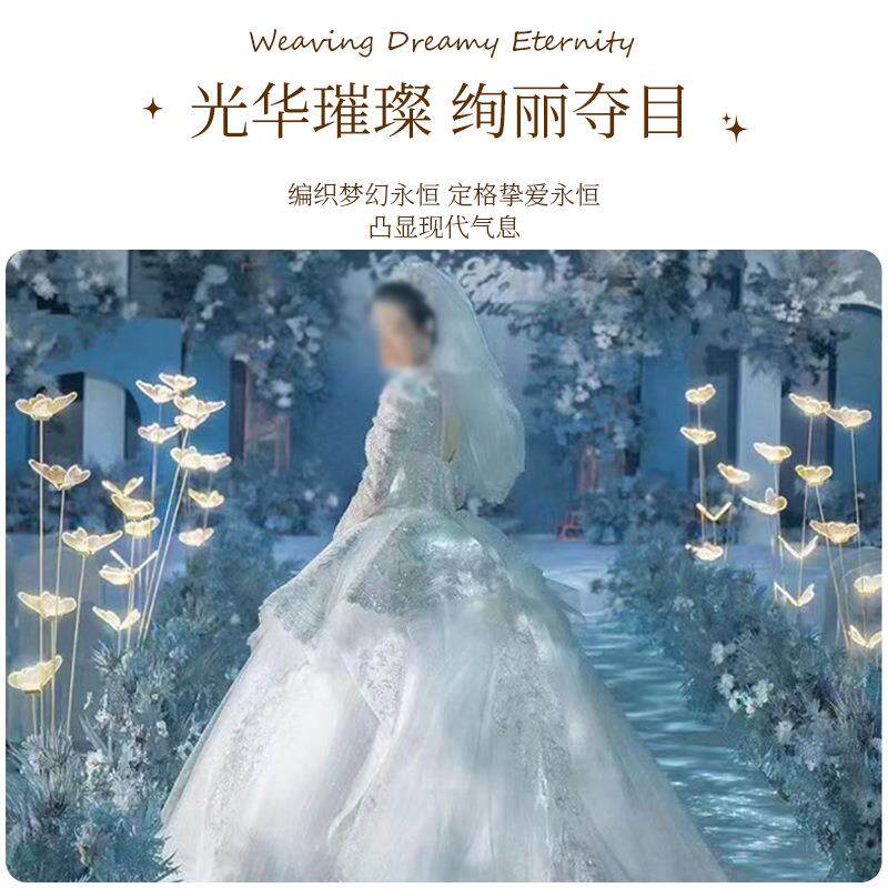 新款跨境结婚庆道具亚克力发光蝴蝶舞台装饰t台路引舞台布置摆件