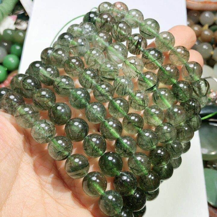 Z 3天然绿发晶水晶手链手串单圈 事业