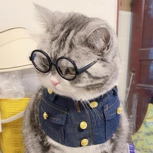 可爱帅气牛仔围脖猫咪小狗狗围嘴宠物猫拍照服饰英短美短猫变身装
