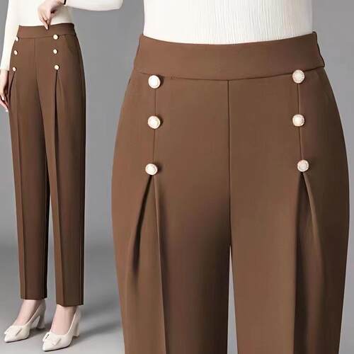Elegant Women's Wide Leg Woven Pants High Waist