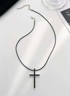 Cross Border Retro Cross Men Women Black Necklace 十字架项炼
