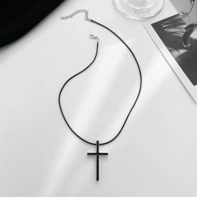 Cross Border Retro Cross Men Women Black Necklace 十字架项炼