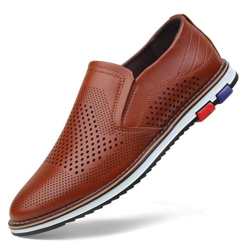 高档皮鞋男夏季透气凉鞋空镂休潮男鞋韩版百闲搭流青年防臭洞洞鞋