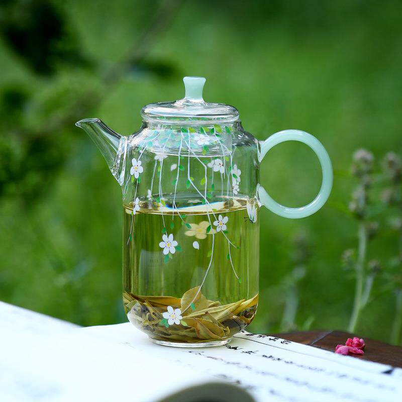 耐高温高硼硅玻璃小茶壶小清新茶具单壶春季绿茶专用泡茶壶带过滤