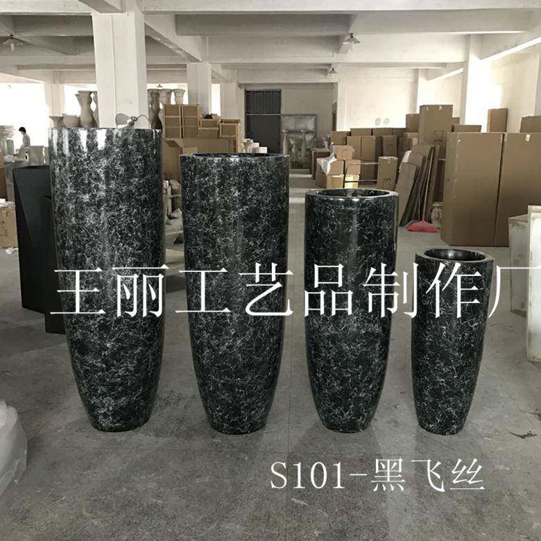 时尚现代会所酒店落地大花瓶花插花盆树脂玻璃钢大堂摆件套装鲜花