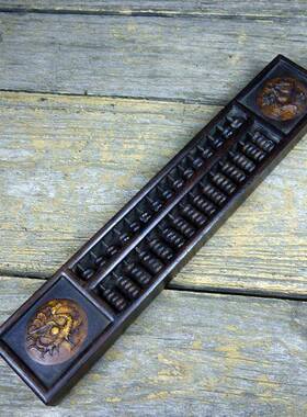 做旧檀仿古务木106989镇尺算盘新中式客厅房摆件收藏商礼品手书工