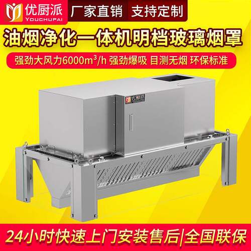 油烟净化一体机商用饭店餐饮低空排放排烟玻璃烟罩抽油烟机
