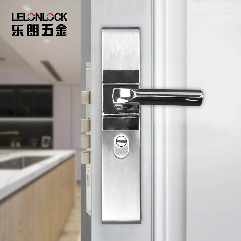 不锈钢304防盗门锁 家用大门入户门面板锁通用钢门木门执手锁