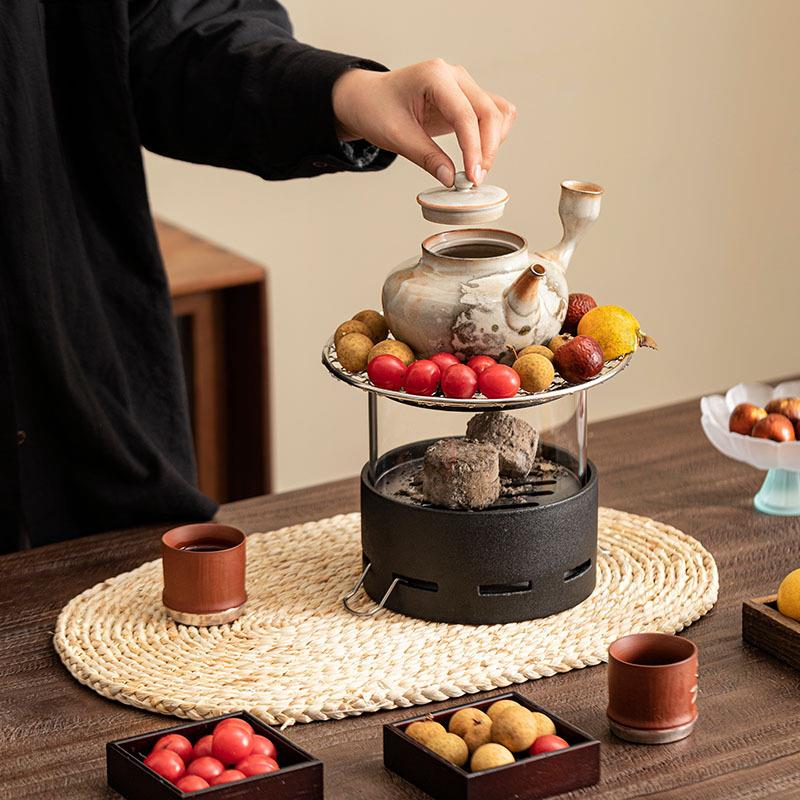 观火碳炉围炉煮茶侧把壶套装家用户外烤茶温茶炉加热底座炭火炉子