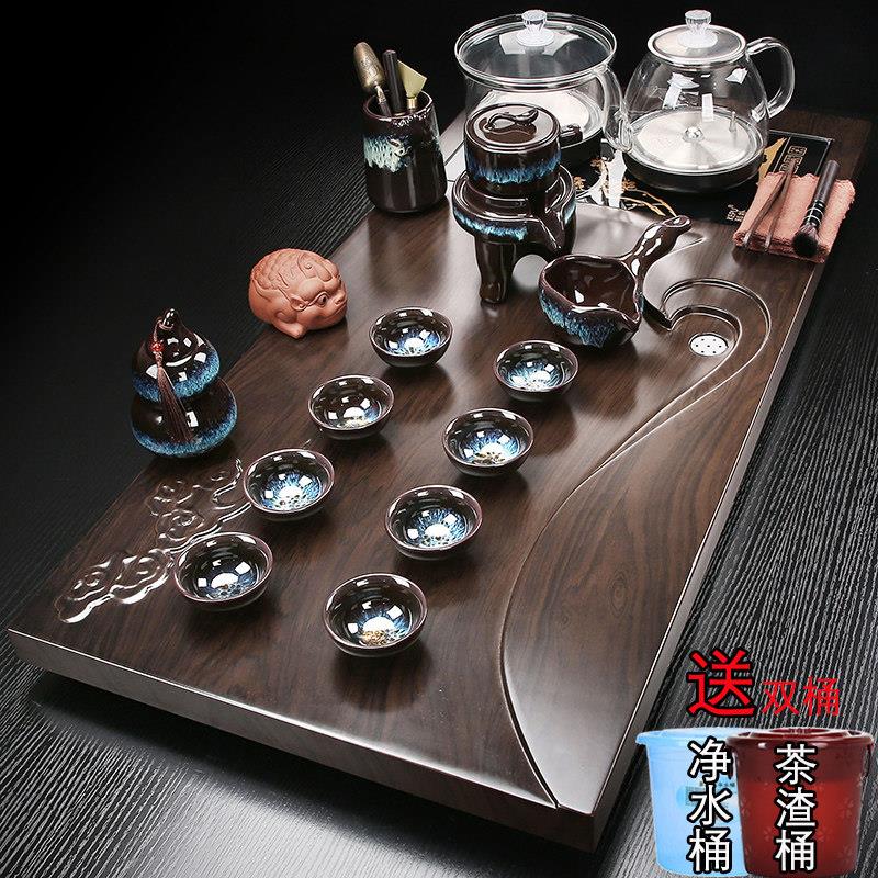 全自动底装实木茶盘家用功夫茶套装一体机大茶几办公茶杯全套