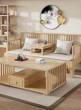 实木伸缩罗汉床一抽拉式沙AXC发床合体多汉功能新中式两用推组拉