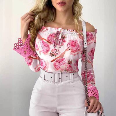 Blouse Womens Retro Lace Spring Daily Off The Shoulder