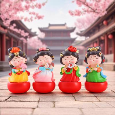 复古原创唐朝仕女不倒翁摆件创意国潮大唐风华工艺品树脂厂家