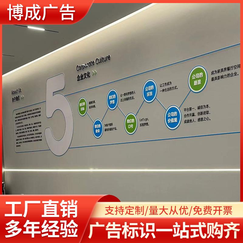 公司文化墙企业前台LOGO广告字PVC文化墙3d立体主题墙宣传背景墙