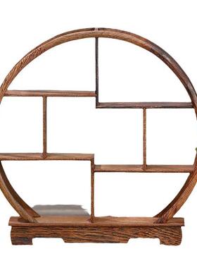 中式古风博古架鸡翅木小多宝阁招财猫客厅玄关摆件乔迁新居装饰品