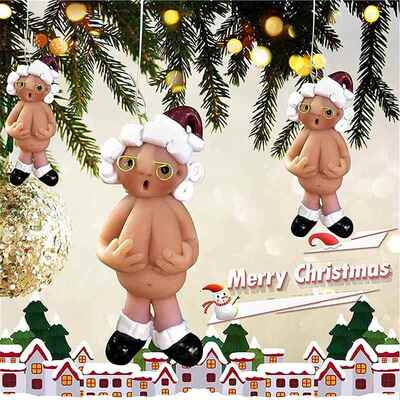 2/4PCS Christmas Funny Naked Santa Claus Hanging Pendant Mal