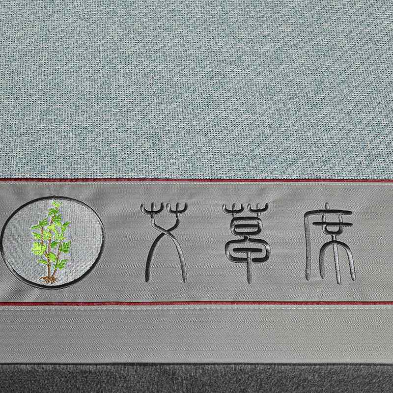 直销新款艾草冰丝席三件套刺绣藤席空调席古藤席夏季双面席可折叠