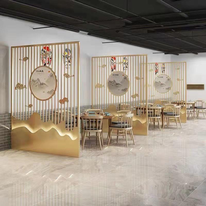 新中式铁艺屏风隔断网红办公室隔断柜客厅新款火锅店卡座隔断图片