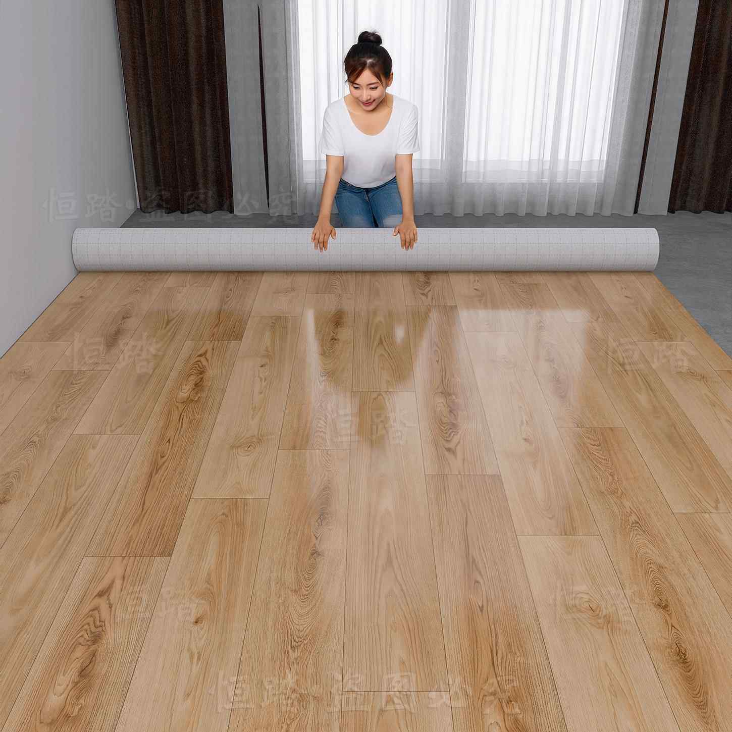 木纹地板贴厨房地垫防滑防油可擦免洗客厅2025新款地毯卧室地板革