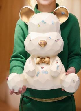 开学季儿童法式奶白色几何暴力熊存钱罐 新款现代储蓄 装饰储钱罐
