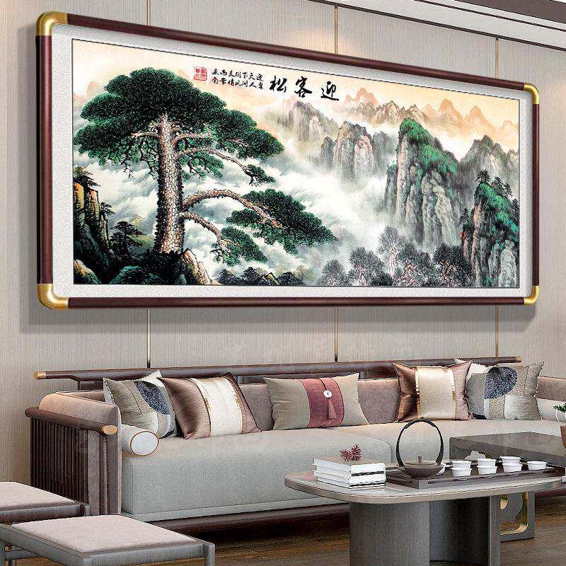 2026新款迎客松挂画客厅沙发背景墙装饰中堂风景山水壁画堂屋大气