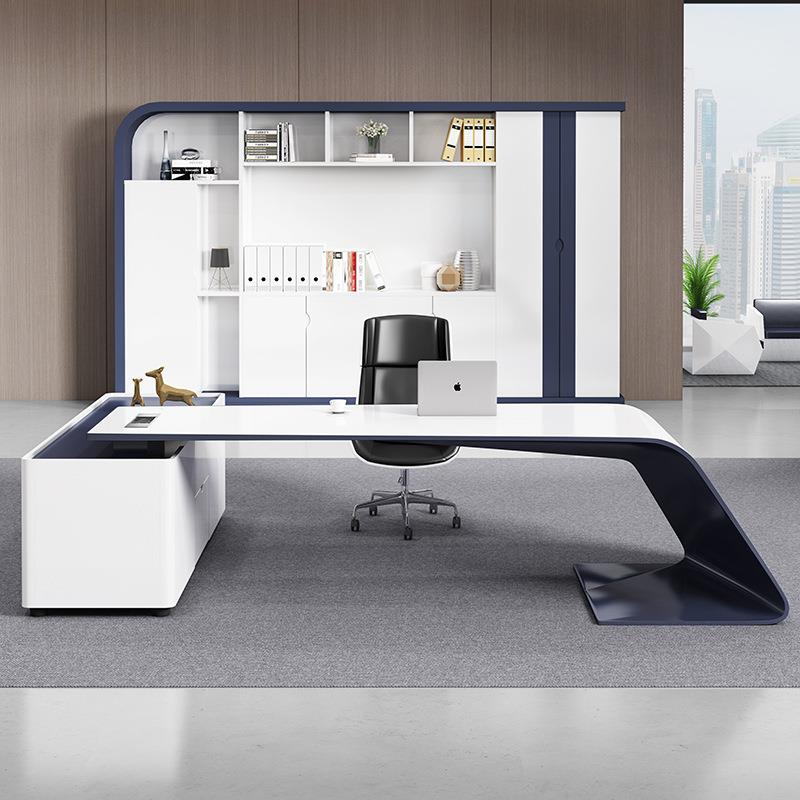 贤xm3闽经理公桌办白烤老板桌现代简约大漆班台主管桌椅办公家色