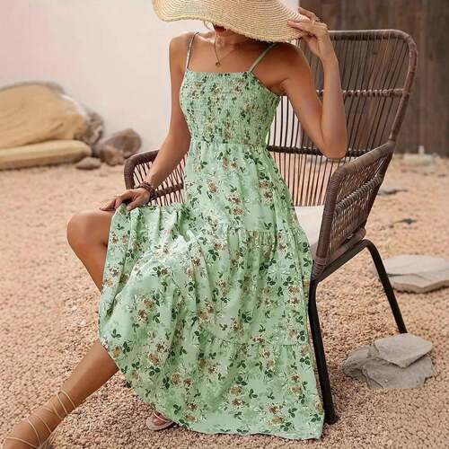 Womens Ditsy Floral Print Cami Dress Elegant Fashion Casual