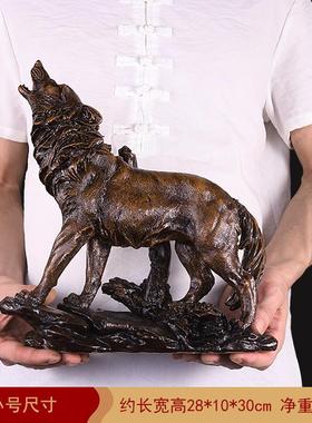 新款意工艺仿客真动品物狼模型摆件家居装饰品厅玄关办公室摆件创