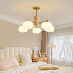 708原木奶风棉花餐厅创吊灯式 现代意温馨法客厅儿童房卧室油房间