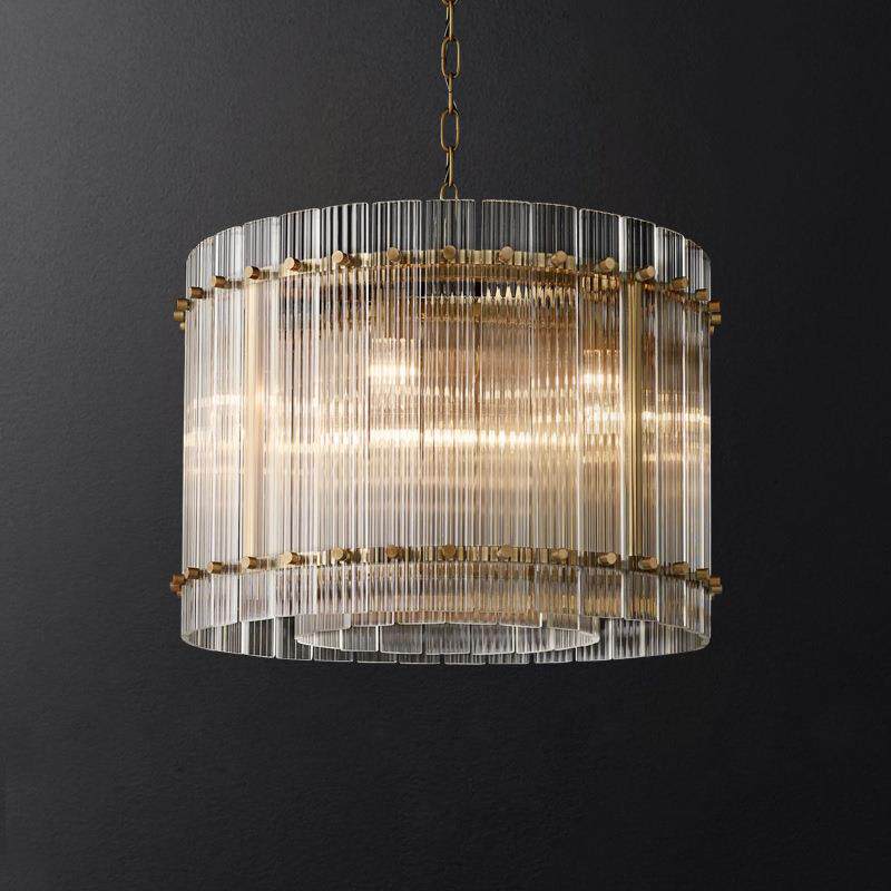 美式乡村复古RH后别墅客厅圆形大厅楼梯创意餐厅轻奢水晶吊灯具