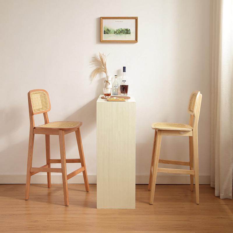 北欧实木吧台椅家用岛台椅侘寂风椅子藤编吧椅酒吧椅高脚靠背凳子,住宅家具,家用高脚椅,淘宝优惠券,粉丝福利购,淘宝优惠卷