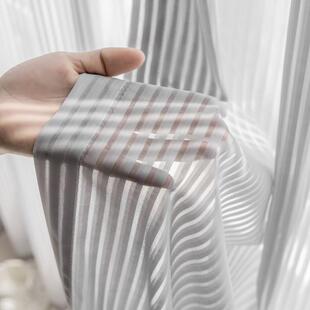 百叶纱帘幻影纱魔术贴薄纱白色防晒隔热窗帘客厅阳台灰色纱帘新款